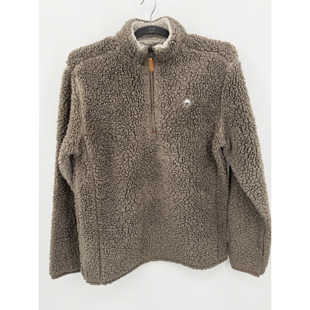 Southern Shirt Women's Small Tan Plush Sherpa‎ 1/4 Zip Pullover Jacket